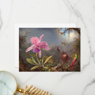 Cattleya Orchid und Three Hummingbirds by Heade Dankeskarte