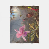 Cattleya Orchid und Three Hummingbirds by Heade Fleecedecke (Vorderseite)