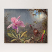 Cattleya Orchid und Three Hummingbirds by Heade Puzzle (Horizontal)