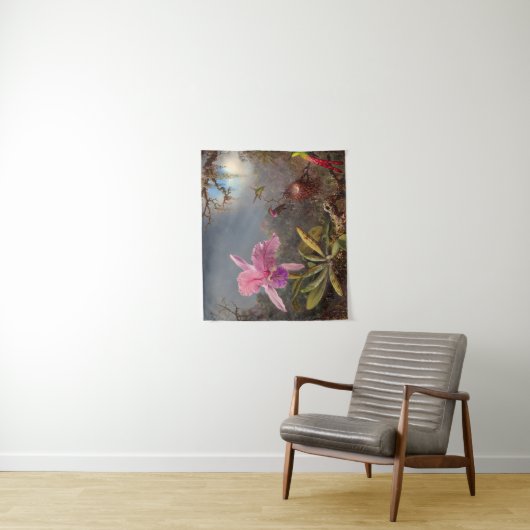 Cattleya Orchid und Three Hummingbirds by Heade Wandteppich (Beispiel)