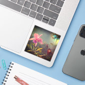 Cattleya Orchid und Three Hummingbirds Heade Aufkleber (Laptop mit iPhone)