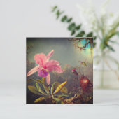 Cattleya Orchid und Three Hummingbirds Heade Einladung (Stehend Vorderseite)