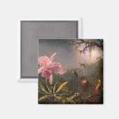 Cattleya Orchid und Three Hummingbirds (Heade) Magnet (Vorderseite/Rückseite)