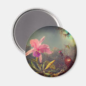 Cattleya Orchid und Three Hummingbirds Heade Magnet (Vorderseite/Rückseite)