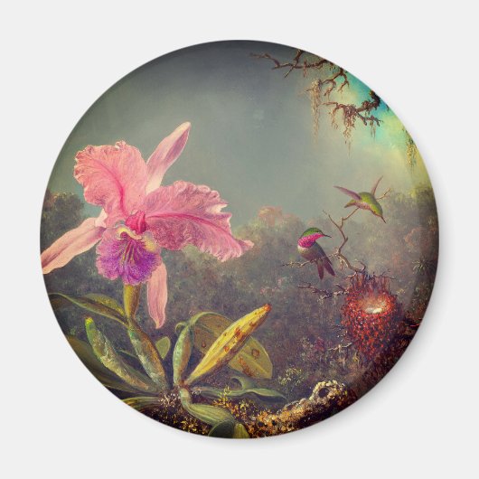 Cattleya Orchid und Three Hummingbirds Heade Magnet (Vorne)