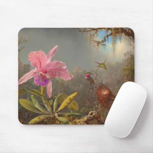 Cattleya Orchid und Three Hummingbirds Heade Mousepad (Mit Mouse)