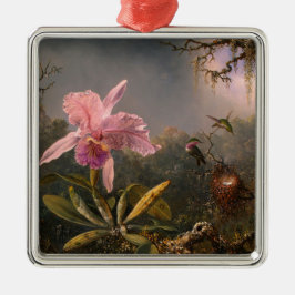 Cattleya Orchid und Three Hummingbirds (Heade) Ornament Aus Metall