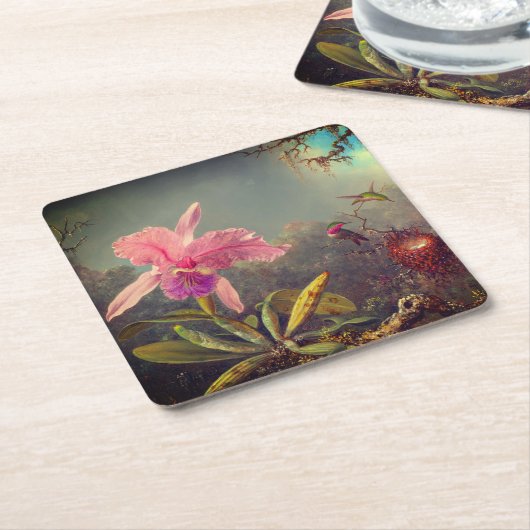 Cattleya Orchid und Three Hummingbirds Heade Rechteckiger Pappuntersetzer (angewinkelt)