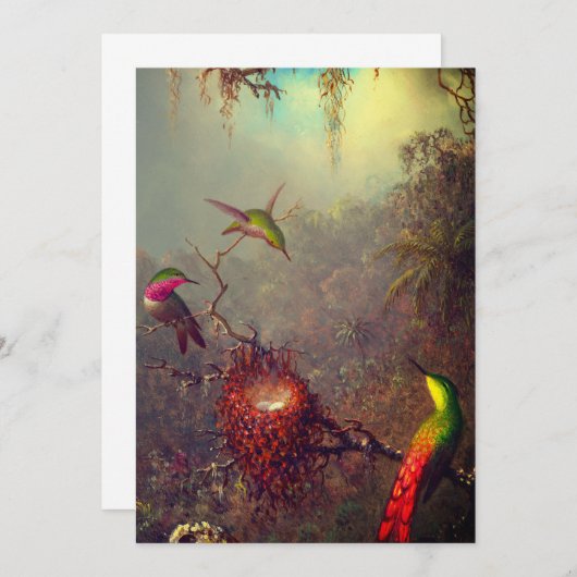 Cattleya Orchid und Three Hummingbirds Heade Save The Date (Vorne/Hinten)