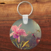 Cattleya Orchid und Three Hummingbirds Heade Schlüsselanhänger (Rückseite)