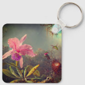 Cattleya Orchid und Three Hummingbirds Heade Schlüsselanhänger (Rückseite)