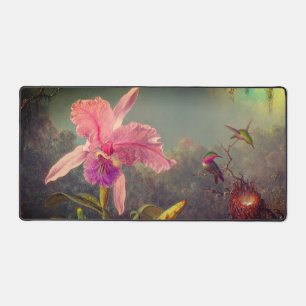 Cattleya Orchid und Three Hummingbirds Heade Schreibtischunterlage