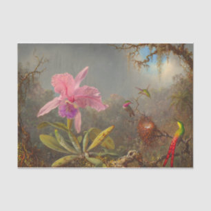 Cattleya Orchid und Three Hummingbirds Heade Seidenpapier