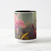 Cattleya Orchid und Three Hummingbirds Heade Zweifarbige Tasse (Mittel)