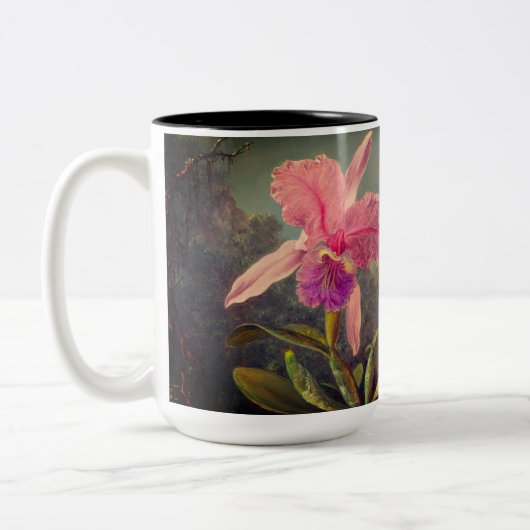 Cattleya Orchid und Three Hummingbirds Heade Zweifarbige Tasse (Links)