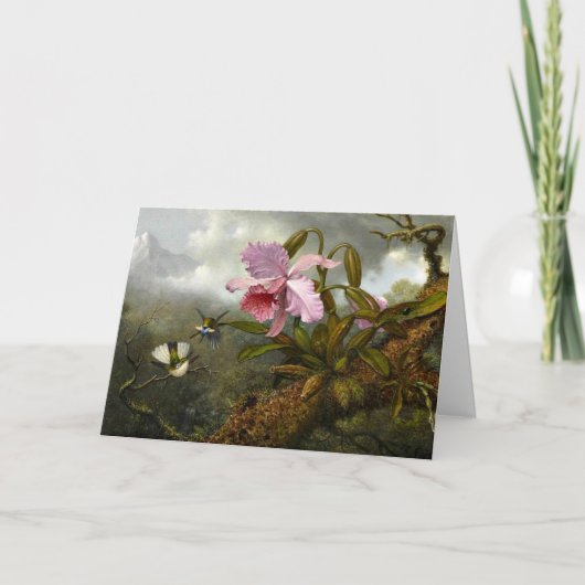 Cattleya Orchid, zwei Hummingbirds und ein Käfer Karte (Vorderseite)