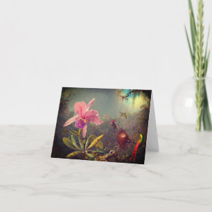 Cattleya-Orchidee und drei Kolibris Heade Einladung