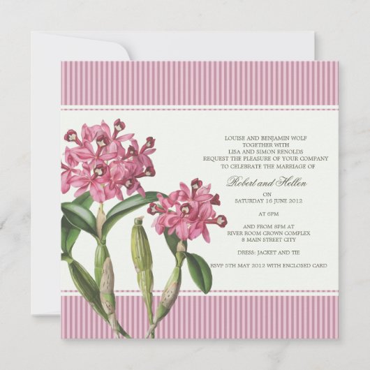 Cattleya Pink Orchid Hochzeit Einladung (Vorderseite)