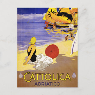 Cattolica Adriatico Italien Vintage Travel Poster  Postkarte