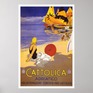 "Cattolica" Vintages italienisches Reise-Plakat Poster
