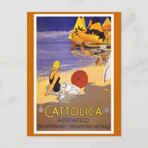 "Cattolica" Vintages italienisches Reiseplakat Postkarte