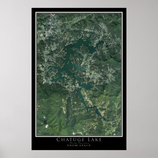 Catuge Lake North Carolina-Georgia Satellitenkarte Poster (Vorne)