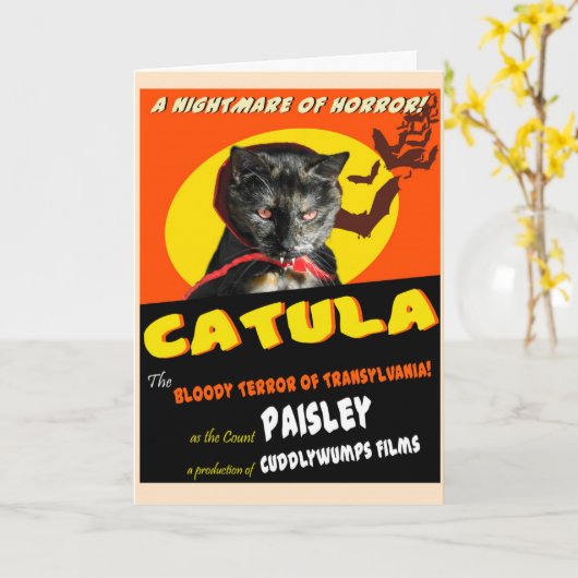 Catula Halloween Karte (Gelbe Blume)