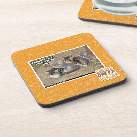 Caturday Conga-Linie Getränkeuntersetzer (Linke Seite)