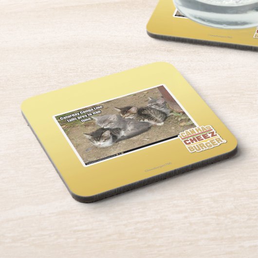 Caturday Conga-Linie Getränkeuntersetzer (Linke Seite)