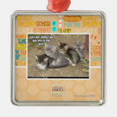 Caturday Conga-Linie Silbernes Ornament (Vorne)