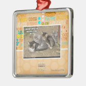 Caturday Conga-Linie Silbernes Ornament (Links)