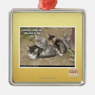 Caturday Conga-Linie Silbernes Ornament