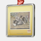 Caturday Conga-Linie Silbernes Ornament (Links)