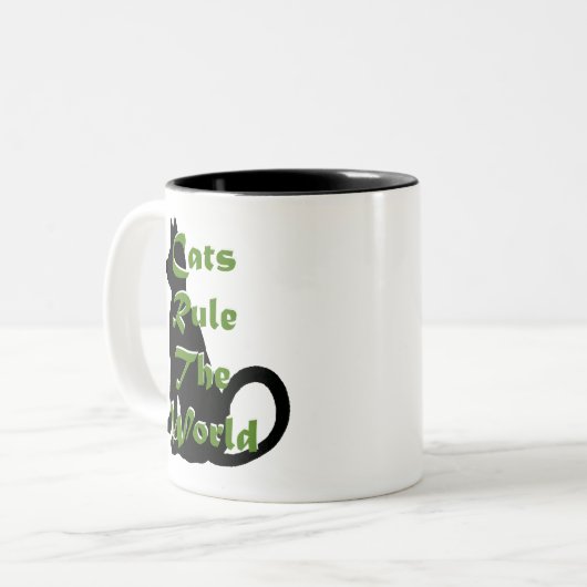 Caturday Katzen ordnen die Weltgeschenke an Zweifarbige Tasse (Vorderseite Links)