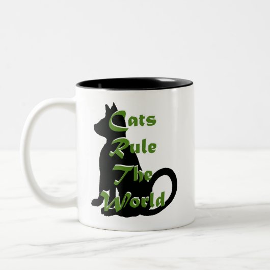 Caturday Katzen ordnen die Weltgeschenke an Zweifarbige Tasse (Links)