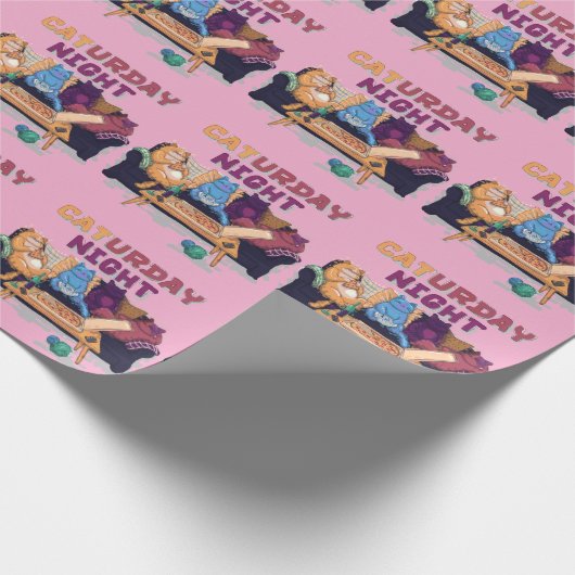 Caturday Night Geschenkpapier (Ecke)