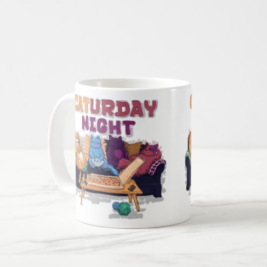 Caturday Night Kaffeetasse (Vorderseite Links)