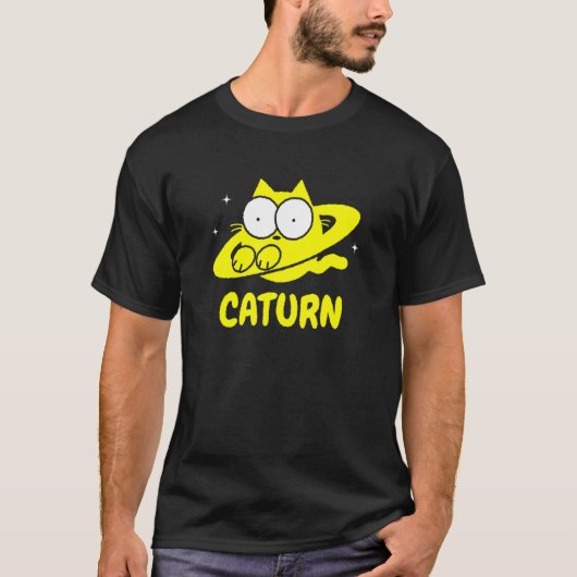 Caturn Cat  Space Saturn Doodle T-Shirt (Vorderseite)