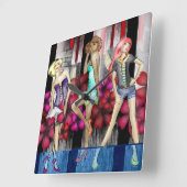 Catwalk Mode Teenage Girls Funky Modern Art Quadratische Wanduhr (Winkel)