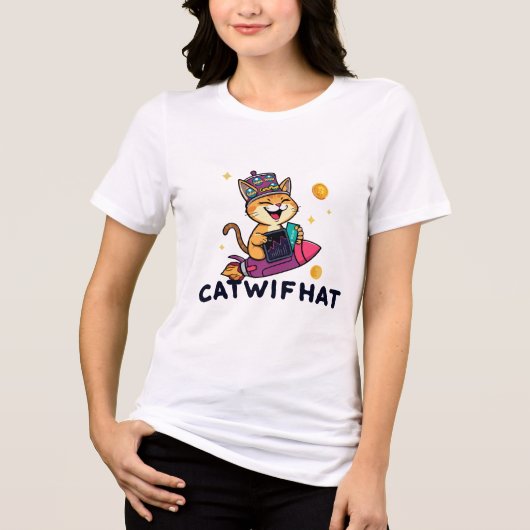 Catwifhat - Cat Meme Coin Tri-Blend Shirt (Vorderseite)