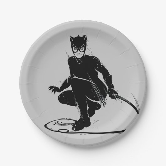 Catwoman Ink Brush Pose Pappteller (Vorderseite)