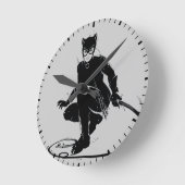 Catwoman Ink Brush Pose Runde Wanduhr (Winkel)