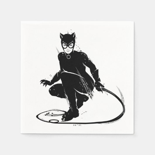 Catwoman Ink Brush Pose Serviette (Vorderseite)