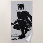 Catwoman Ink Brush Pose Strandtuch (Vorderseite)