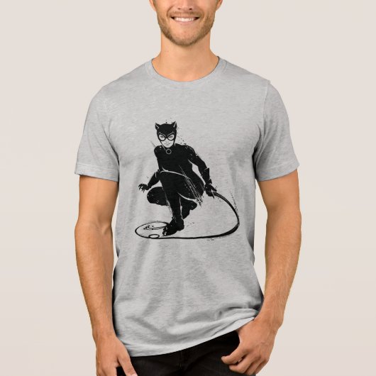 Catwoman Ink Brush Pose Tri-Blend Shirt (Vorderseite)
