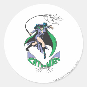 Catwoman & Logo Green Runder Aufkleber