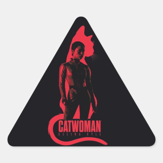 Catwoman Selina Kyle Cat Silhouette Dreieckiger Aufkleber (Vorderseite)