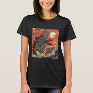 Catzilla Angriff Japan Funny Cute Cat Anime Styl T-Shirt