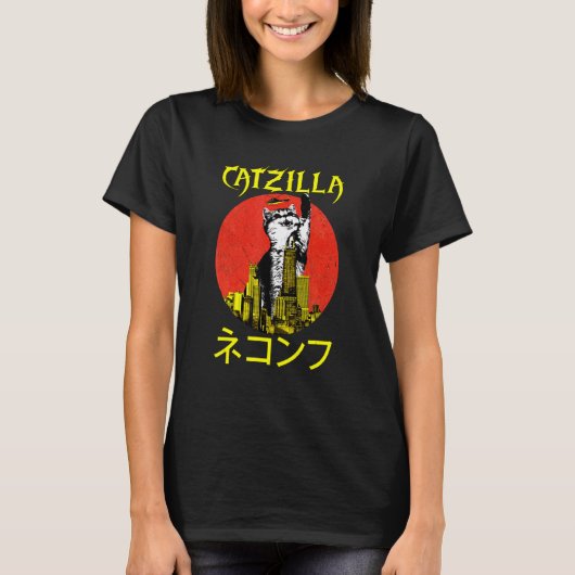 Catzilla Attacks Cat T-Shirt (Vorderseite)