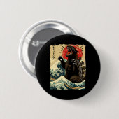 Catzilla Cat Art Funny Cat Japanisch für Männer Fr Button (Vorne & Hinten)